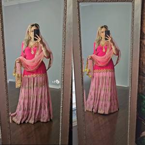 Nouveau haut de soirée de créateur, Sharara Plazzo et Dupatta UC-(1172) - Product Image 4