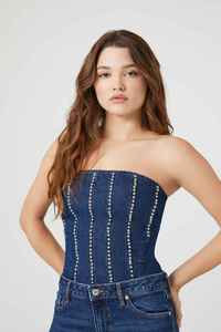 Top de Mezclilla para Mujer, Elegante y Moderno, Silueta Limpia, Tela Suave, Comodidad Flexible, Acabado Pulido, Elegancia Cotidiana - Product Image 2