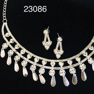 Nouvelle collection MOLL JEWELLERS : Parure florale plaquée or 24 carats, style indien, avec zircon, pour femme, cadeau de mariage, bijoux de marque tierce - Product Image 1