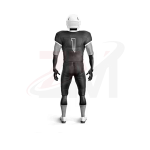 Ensemble d'uniformes de football américain pour hommes, maillot noir et pantalon, numéro 1, impression par sublimation, polyester respirant, taille adulte - Product Image 3