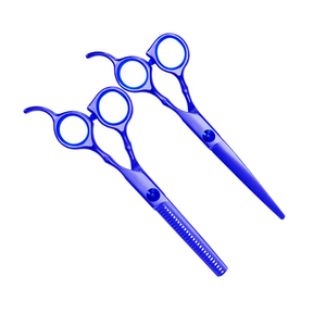 Vente en gros kit de ciseaux de coiffeur manche en acier à revêtement bleu ciseaux de salon de coiffure et cisailles amincissantes ensemble de coiffure 2 pièces - Product Image 4
