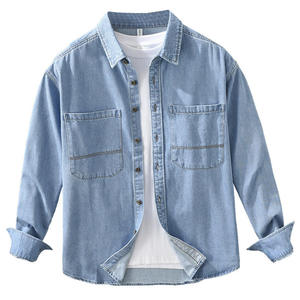Chemise en jean classique pour homme, design élégant, anti-rides, respirante, légère, 100% coton, manches longues, chemise décontractée pour l'automne - Product Image 1