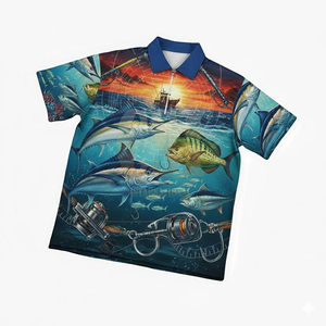 Camiseta de Pesca de Manga Corta, Ajustada, de Secado Rápido y Alta Calidad, Protección Solar UPF 50+, para Hombre - Product Image 1