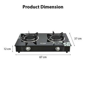 Gmax GL-702I Portable Gas <b>Stove</b> Infrared 2 Burner with Cast Iron Tempered Glass Stainless Steel Surface for Cooking for Hotels - Product Image 5