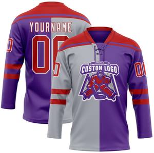 Maillot de hockey sur glace personnalisé avec col lacé – Uniforme d'équipe respirant par sublimation avec nom et numéro - Product Image 6