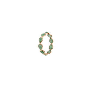 Anillo de Eternidad con Bisel de Esmeralda Verde Natural en Forma de Lágrima, Oro Amarillo Sólido de 18K, Anillo de Lujo con Gema Tallada en Pera, Piedra de Nacimiento de Mayo - Product Image 2