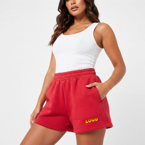 OEM <b>Women's</b> Sports Red <b>Shorts</b> With Pocket Cotton Made Running Summer Exercise Casual Breathable <b>Sweat</b> Jogger - Product Image 1