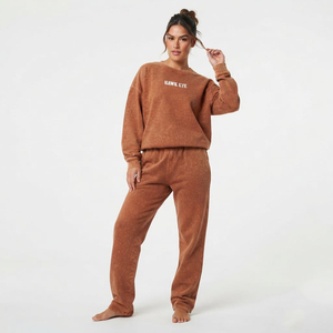 Conjunto Deportivo Oversize de Alta Calidad para Mujer, Lavado Ácido, Cuello Redondo, Hombros Caídos, Dos Piezas, Ropa Casual Urbana, Fabricante - Product Image 5