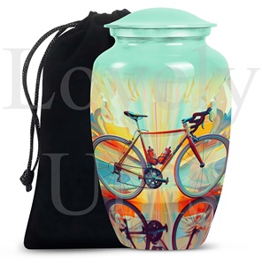 Urnas de cremación para bicicletas de color verde azulado, urnas funerarias para cenizas humanas, urnas conmemorativas para adultos, recuerdo decorativo, tributo, memoria. - Product Image 3