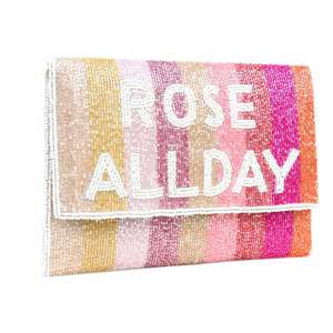 Bolso de mano de cristal rosa con cuentas, color personalizable, adornado con cuentas de semillas, regalo para despedida de soltera - Product Image 1