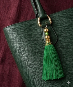 Green Decorative <b>Tassel</b> With Gold Beads <b>For</b> Wooden Box Accessory 100% Rayon Fringe - Product Image 4