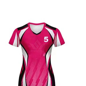 Women's Pink Geometric <b>Volleyball</b> Jersey <b>Set</b> Short Sleeve Sublimated Moisture Wicking Fitted All Seasons Athletic Wear - Product Image 3