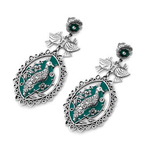 Pendientes Étnicos con Motivo de Pavo Real SKU7554 en Plata de Ley 925 para Regalo de Boda, Fiestas y Otras Ocasiones - Product Image 3