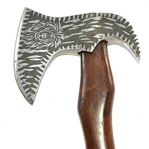Hacha de doble filo forjada a mano, de acero con alto contenido de carbono, hecha a mano, para exteriores, con mango de madera dura, proveedor mayorista OEM - Product Image 5