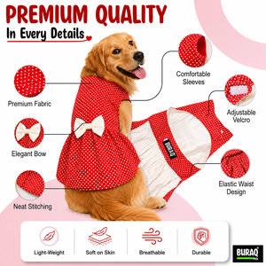 Polka Dot Pet Dress with <b>Bow</b>(S) OEM ODM Custom Logo Soft Cotton Velcro Outfit for <b>Dogs</b> & Cats Direct Manufacturer - Product Image 4