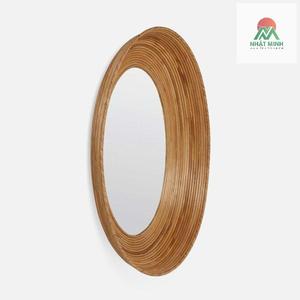 Oval Banded Rattan <b>Mirror</b>.Made of Rattan Poles of Increasing Size - Product Image 3