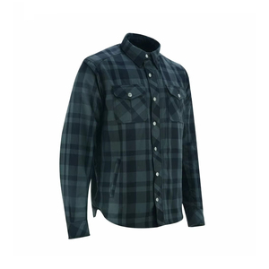Chemise en flanelle pour moto pour homme, gris foncé, noir, à carreaux, doublée en aramide, respirante, protectrice, OEM - Product Image 4