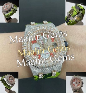 Reloj de Pulsera de Acero Inoxidable y Moissanita de Moda Hip Hop para Hombre, con Diamantes de Corte Brillante, Resistente al Agua 10 Bar - Product Image 1