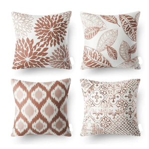 Set of 5 Floral Block High Quality Customizable <b>Square</b> Cotton Printed <b>Pillowcases</b> Comfort Soft Knitted for Home Hotel or Sofa - Product Image 2
