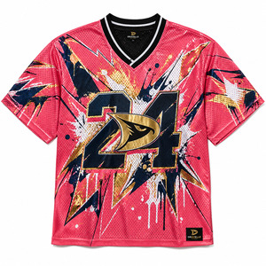 เสื้อบาสเก็ตบอลโอเวอร์ไซส์สไตล์ Y2K ขายส่ง พิมพ์ลายแบบ DTG สไตล์สแปลตเตอร์ ผ้าตาข่าย เสื้อกีฬาเรโทร - Product Image 2