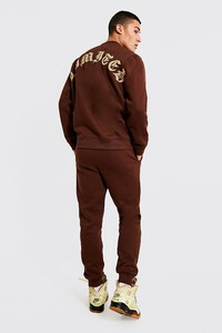 Ensemble de sweat-shirts à capuche unisexe en coton marron avec logo frontal, coupe classique, décontracté, pour l'automne, en molleton anti-plis - Product Image 5