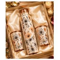 Bouteille d'eau en cuivre avec deux tasses, grande capacité, écologique, portable, design minimaliste, pour la maison, l'extérieur et les voyages - Product Image 2