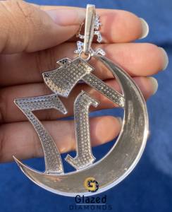 Pendentif personnalisé en moissanite noire et blanche, numéro chapitre C17, en argent sterling 925, style hip-hop glacé, pour unisexe - Product Image 2