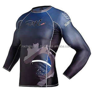 Compresión de secado rápido para hombre, manga larga, supersuave, 100% poliéster, protección contra erupciones, impresión por sublimación personalizada para entrenamiento de MMA - Product Image 3