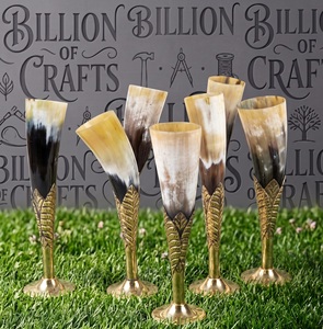Copa de Vino de Cuerno de Búfalo Hecha a Mano de Primera Calidad con Soporte Metálico, Cuerno Medieval para Beber, Regalo para Fiestas y Bodas - Product Image 5