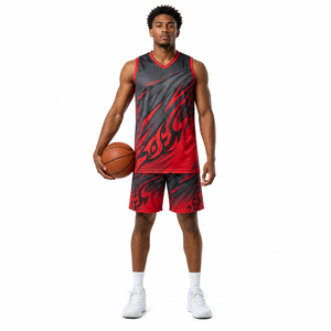 Ensemble de maillots de basket-ball pour hommes, sans manches, col en V, impression personnalisée, polyester respirant, uniforme pour l'entraînement et les matchs, vêtements unisexes - Product Image 1