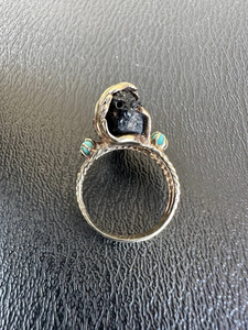 Face Shape <b>Cocktail</b> <b>Ring</b> With Turquoise Stones 18K Solid <b>Gold</b> Plated Alloy Bohemian Style Unisex Jewelry - Product Image 4