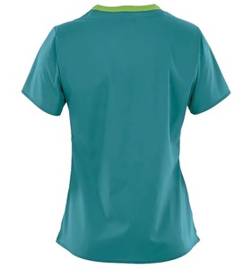 New Arrival Unisex <b>Scrub</b> Top Short Sleeve V-Neck Pockets Hospital Uniform Woven 94% Polyester 6% Spandex Needle Detection - Product Image 3