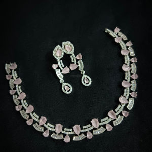 Ensemble de bijoux de mariée en diamant américain classique Collier et boucles d'oreilles en deux pièces pour mariage Style classique à la mode - Product Image 1