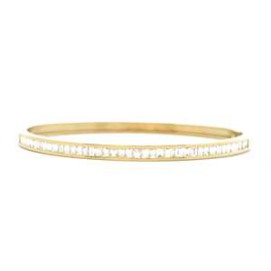 Diamond <b>Bangle</b> Cuff Bracelets Baguette Cut Lab Grown 10K 14k 18k Solid Gold Channel <b>Set</b> Luxury Elegant Fine Jewelry Manufacturer - Product Image 5
