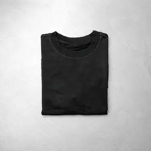 <b>Women's</b> <b>Black</b> Oversized T <b>Shirt</b> With Ribbed Cuffs Ribbed Hem Drop Shoulder Heavyweight Tee - Product Image 4
