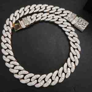 Cadena Cubana de Lujo con Diamantes Cultivados en Laboratorio en Plata de Ley 925 para Fiesta, Cadena Cubana de 22MM - Product Image 2