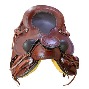 Atractiva Silla de Montar Americana de Cuero Marrón, Silla de Montar Inglesa Occidental, Silla de Montar de Cuero Real para Caballos - Product Image 1