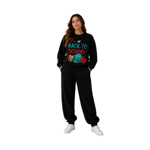 Wholesale Custom Back To School Embroidered Sweatshirt Set with Custom <b>sequin</b> Embroidery Full Sleeve Crew Neck Loose Casual Fit - Product Image 1