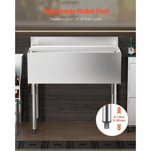Contenitore per Ghiaccio Sottobar in Acciaio Inox Commerciale da 95,3 L, 35,9 X 19 X 37 Pollici con Coperchio Scorrevole e Portabottiglie per Bevande e Uso Bar - Product Image 4