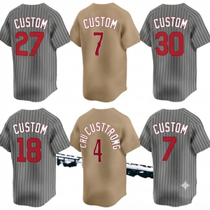 <b>Baseball</b> Jersey Stitched Team Uniform Personalized Athletic Wear Anti-Bacterial Mesh Short Sleeve Loose Fit Lite Brown Grey - Product Image 2