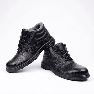 Men's Steel Toe Safety Shoes Leather Upper Rubber Outsole Lace-up <b>Waterproof</b> Breathable Mesh Lining Black Construction <b>Work</b> - Product Image 3