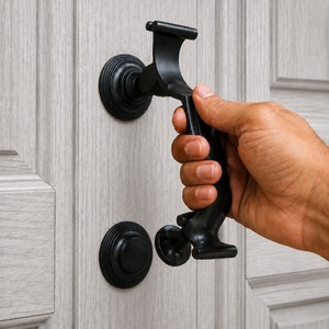 SHUBHAM Poignée de frappeur de porte en laiton noir style victorien, quincaillerie décorative pour entrée - Product Image 2