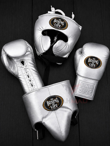 Ensemble de sparring personnalisé « No Boxing No Life » – Couleur blanche, haute qualité, protège-tête et protège-glandes en cuir véritable - Product Image 4