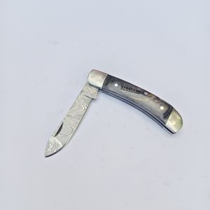 Cuchillo Plegable de Bolsillo de Acero de Damasco Hecho a Mano Personalizado con Funda de Cuero, Cuchillos al por Mayor de Grado Industrial OEM - Product Image 3