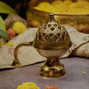 Handcrafted Brass <b>Incense</b> Burner Holder for Dhoop Sticks <b>Cones</b> Home Temple Meditation Aromatherapy Decor - Product Image 6