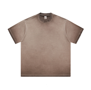 เสื้อยืดคอกลมแขนสั้นผู้ชาย สีเบจ ผ้าฝ้าย ทรงปกติ สไตล์ลำลอง ผ้าเจอร์ซีย์ ย้อมสีพื้น ผ้าถัก - Product Image 3