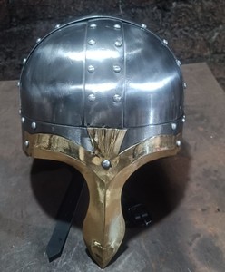 Casco Vikingo Medieval Spangenhelm de Acero Plateado, Armadura de Caballero Normando, Protector Nasal de Latón, para Cosplay, Moda, Fiestas de Cumpleaños - Product Image 5