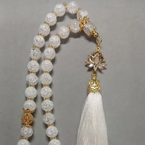 Rosario Musulmán de Resina Ecológica Hecho a Mano con Cuentas de Ámbar y Turquesa, Joyería Religiosa - Product Image 1