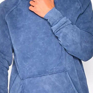 Sweat-shirt à capuche oversize pour homme, vert fluo uni, en molleton bouclette, décontracté, pour l'automne, avec poches, coupe classique, tricoté - Product Image 3