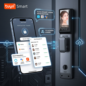 Serrure intelligente 9-en-1 à reconnaissance faciale, empreinte digitale, mot de passe, carte IC, clé, application, <span class=keywords><strong>code</strong></span> WeChat + sonnette |   Tuya Cloud Aluminium Grade C - Product Image 1